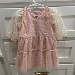 NWOT Bisby girl size 4(T) dress. Gold star and pink sleeve dress